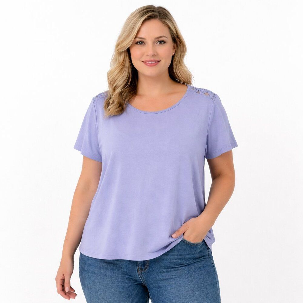 Chico's Tee Size 2 Large Violet Hill Dionne Lace Back